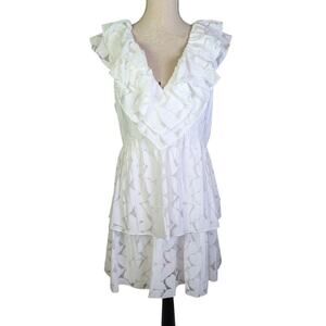 Lilly Pulitzer White Ruffle V Neck Tiered Dress Size 10 Bridal Resort